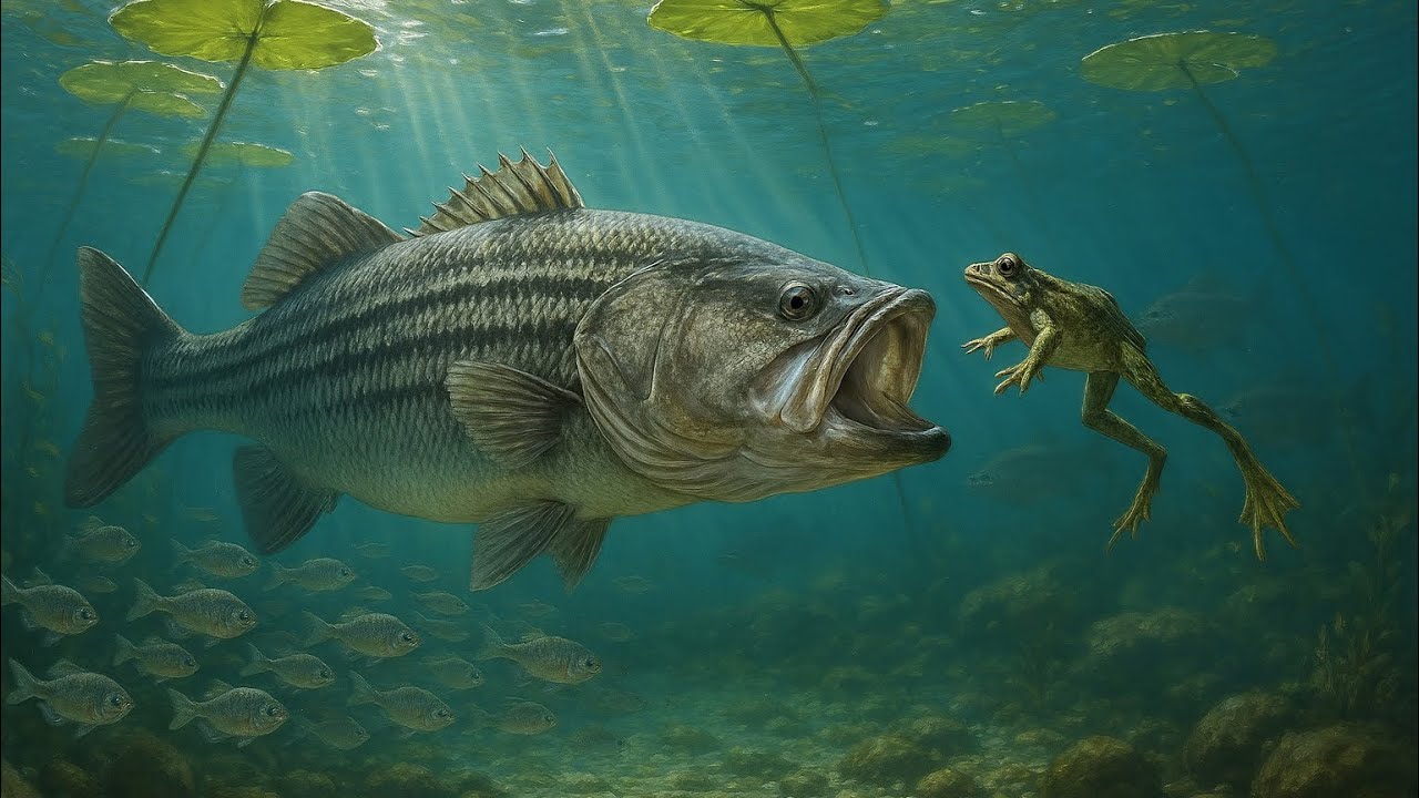 Pescando striped Bass  En Un río  en texas 