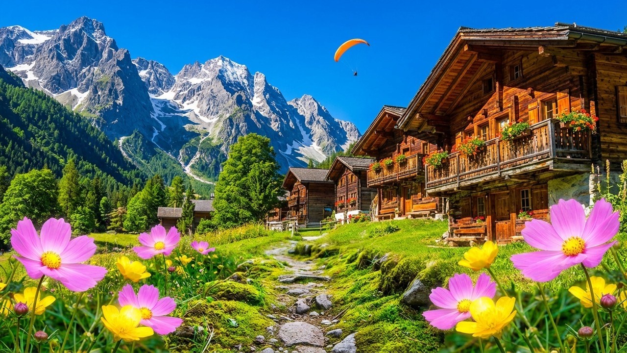 Hidden Swiss Mountain Village 🇨🇭 | Peaceful Walk in Isenfluh, Switzerland [4K Nature Sounds]