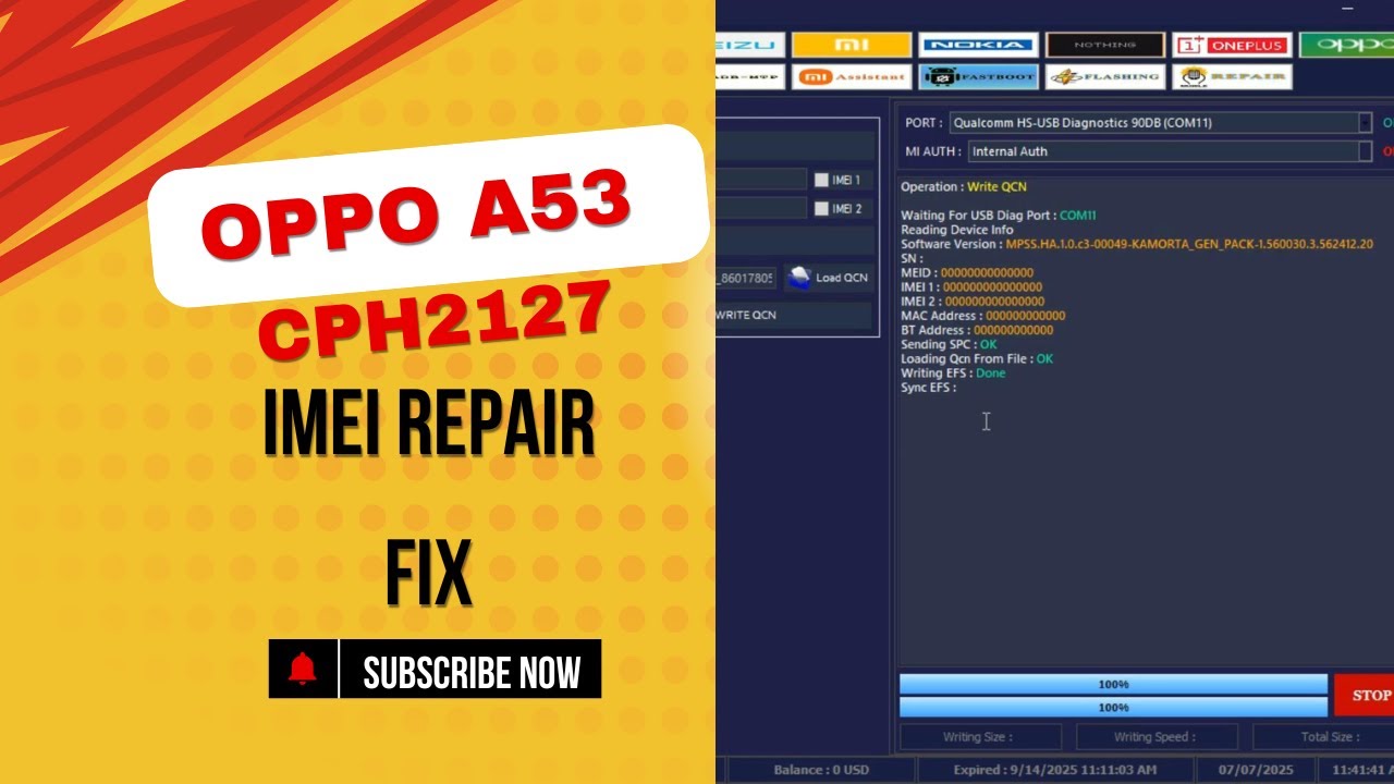 OPPO A53 | CPH2127 | IMEI REPAIR FIX CF TOOL