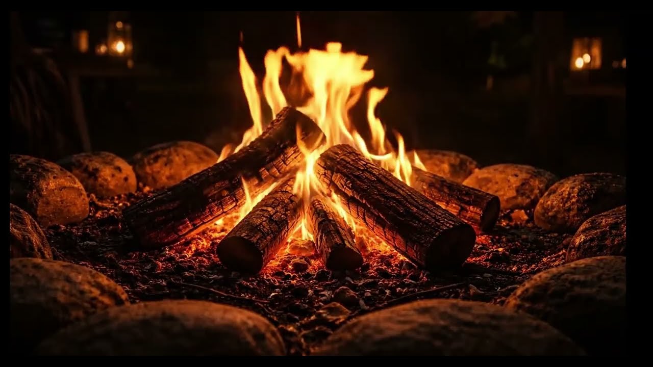 Crackling Campfire at Night in 4K 🔥 Deep Sleep Fireplace Ambience