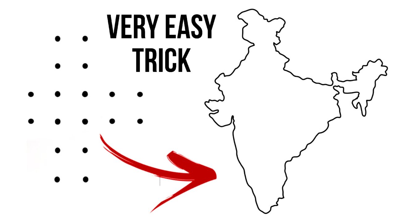 India map easy trick🇮🇳 | how to draw india map with dots | I love my india drawing