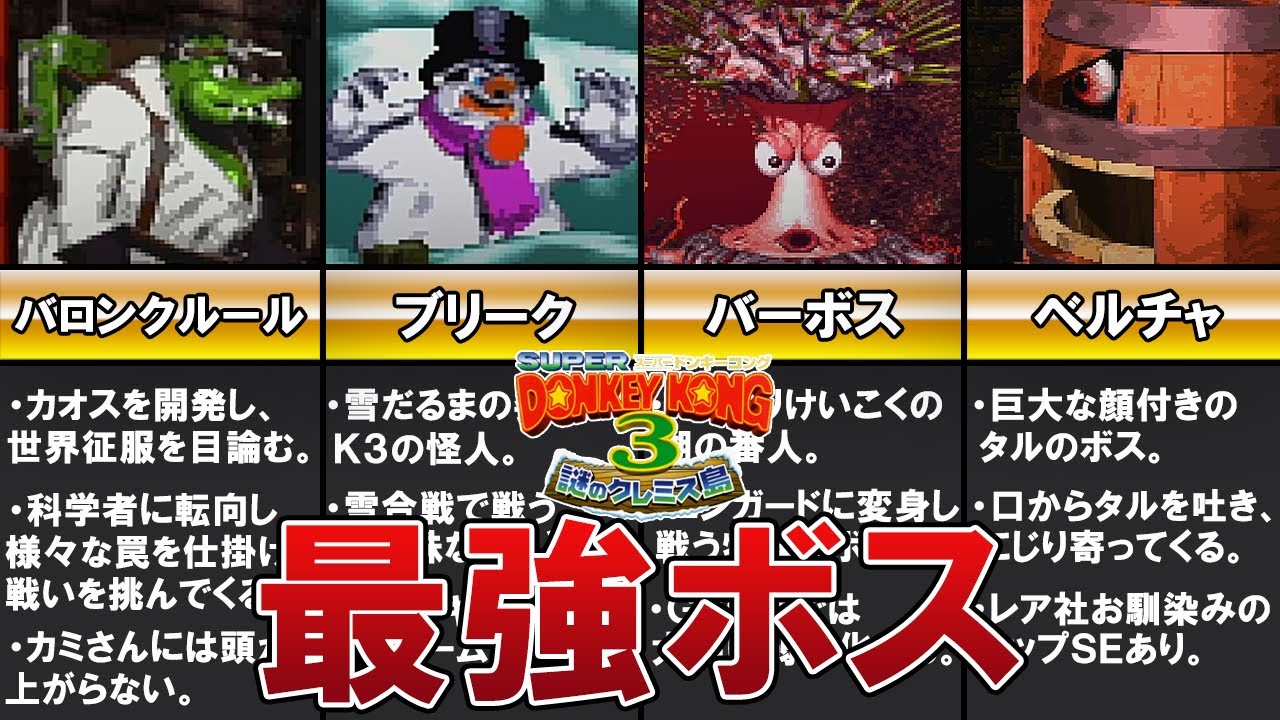 【スーパードンキーコング3】最強ボスランキング TOP8【ゆっくり解説】