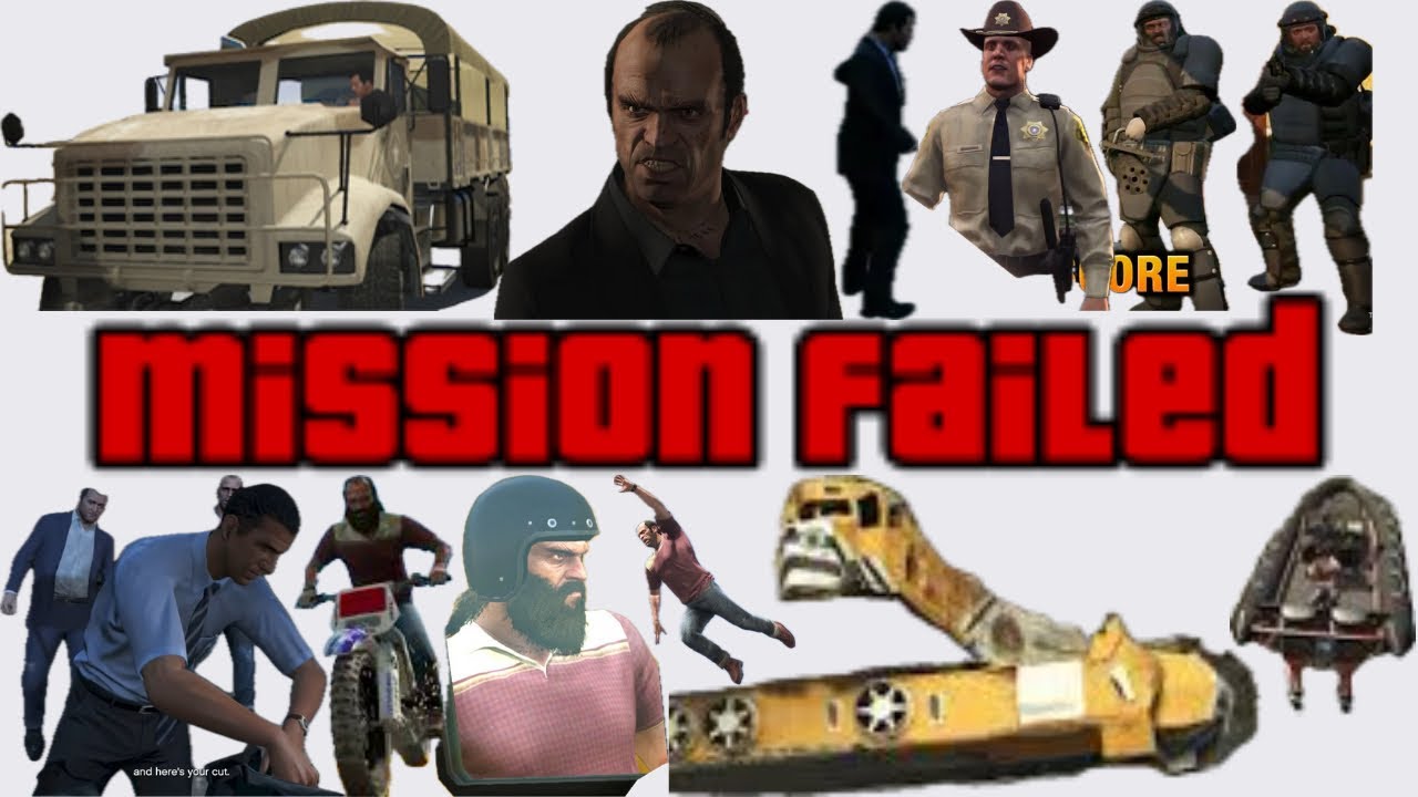 GTA V Mission Failed Compilation - Military Hardware The Paleto Score Derailed