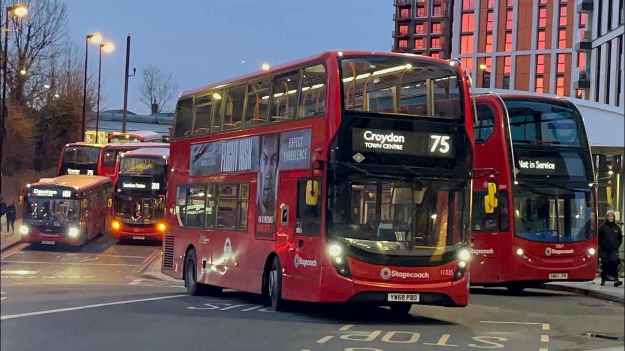 FRV. Stagecoach London Route 75. Lewisham - Croydon, Town Centre. Enviro400 MMC 11335 (YW68 PBO)