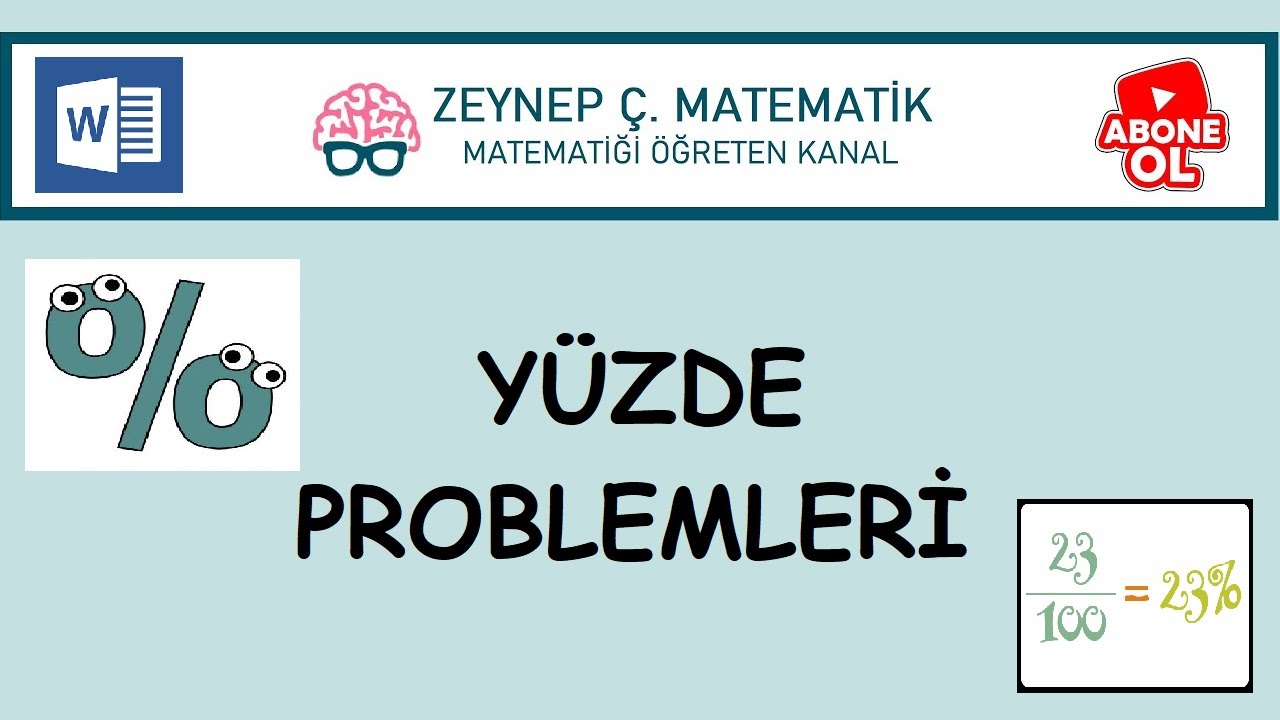 YÜZDE PROBLEMLERİ - KPSS,TYT,ALES,DGS - BOL SORU ÇÖZÜMLÜ