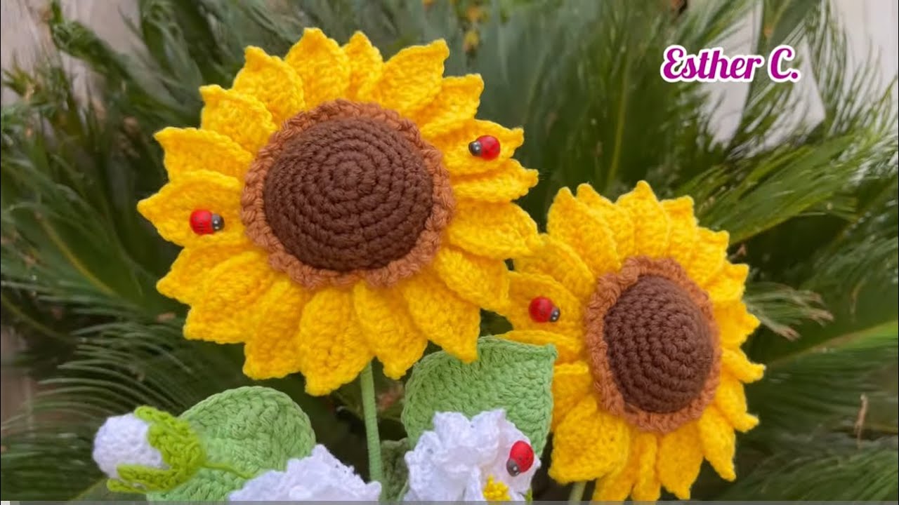 CROCHET SUNFLOWER 🌻 How to Crochet a Sunflower Tutorial Step by Step Crochet Flowers