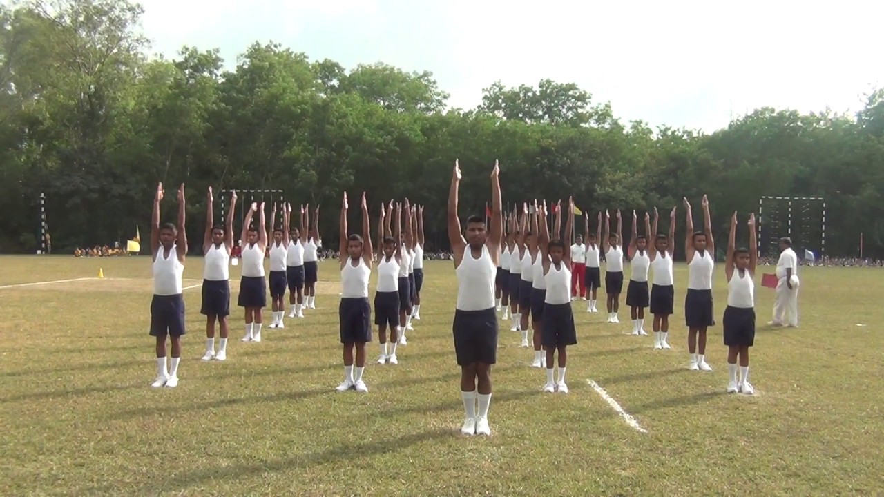 Sainik School Rewa PT Competition Satpura House Mass PT Display.