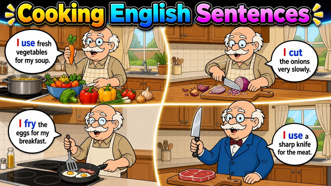 Learn English About Cooking | Daily English Sentences | Grandpa Teaches English | EP 8