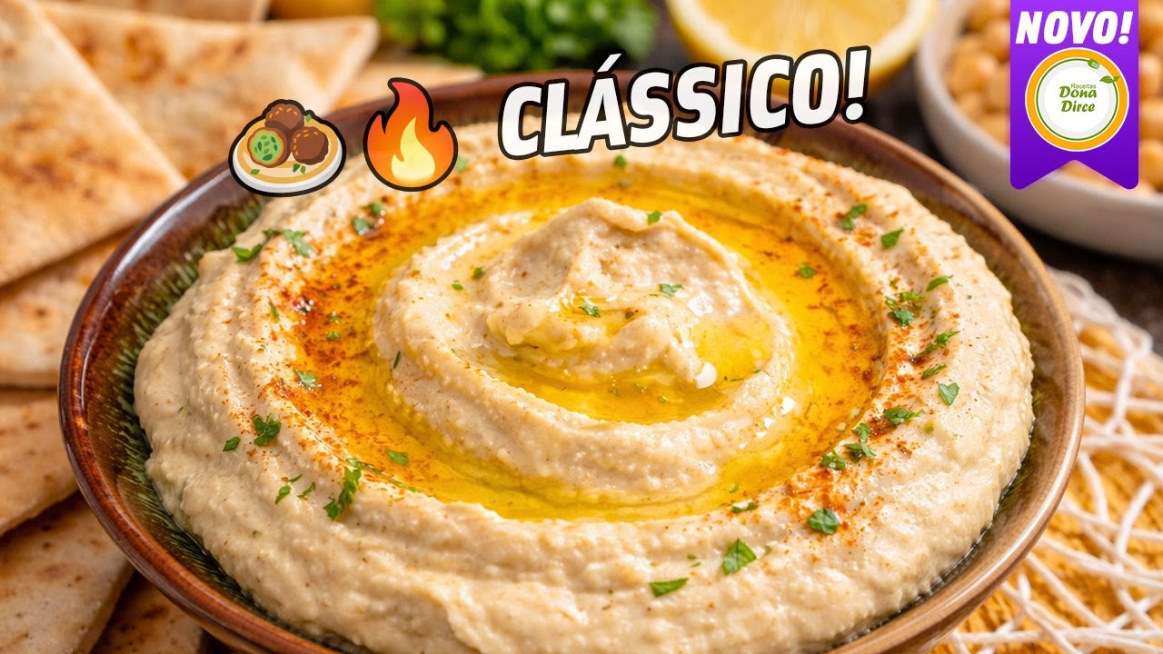 😍 HOMUS ÁRABE TRADICIONAL COM CEBOLA DOURADA! 