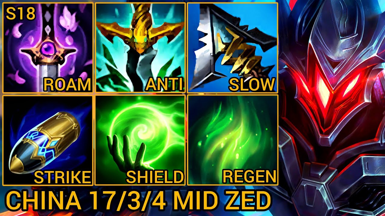 MVP Zed Mid Lane 17/3/4 - China Server Wild Rift Season 18 New Build Best Tier By Tiarty