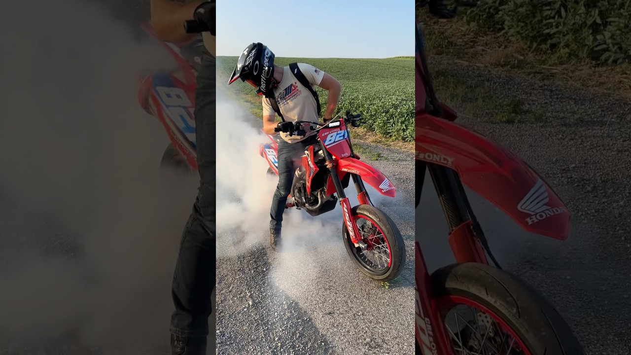 INSANE SUPERMOTO BURNOUT 😍🔥 #supermotolife #crf450l #crf450rl