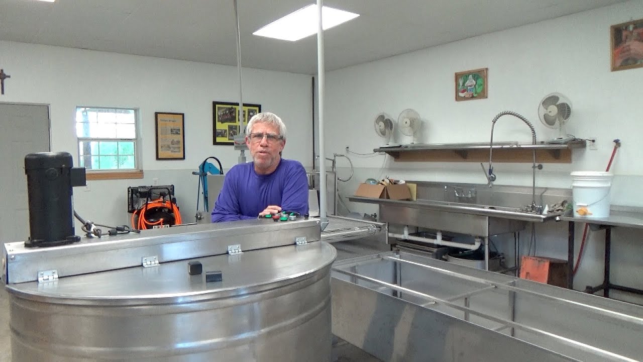 Honey processing equipment.  A tour of our honey house