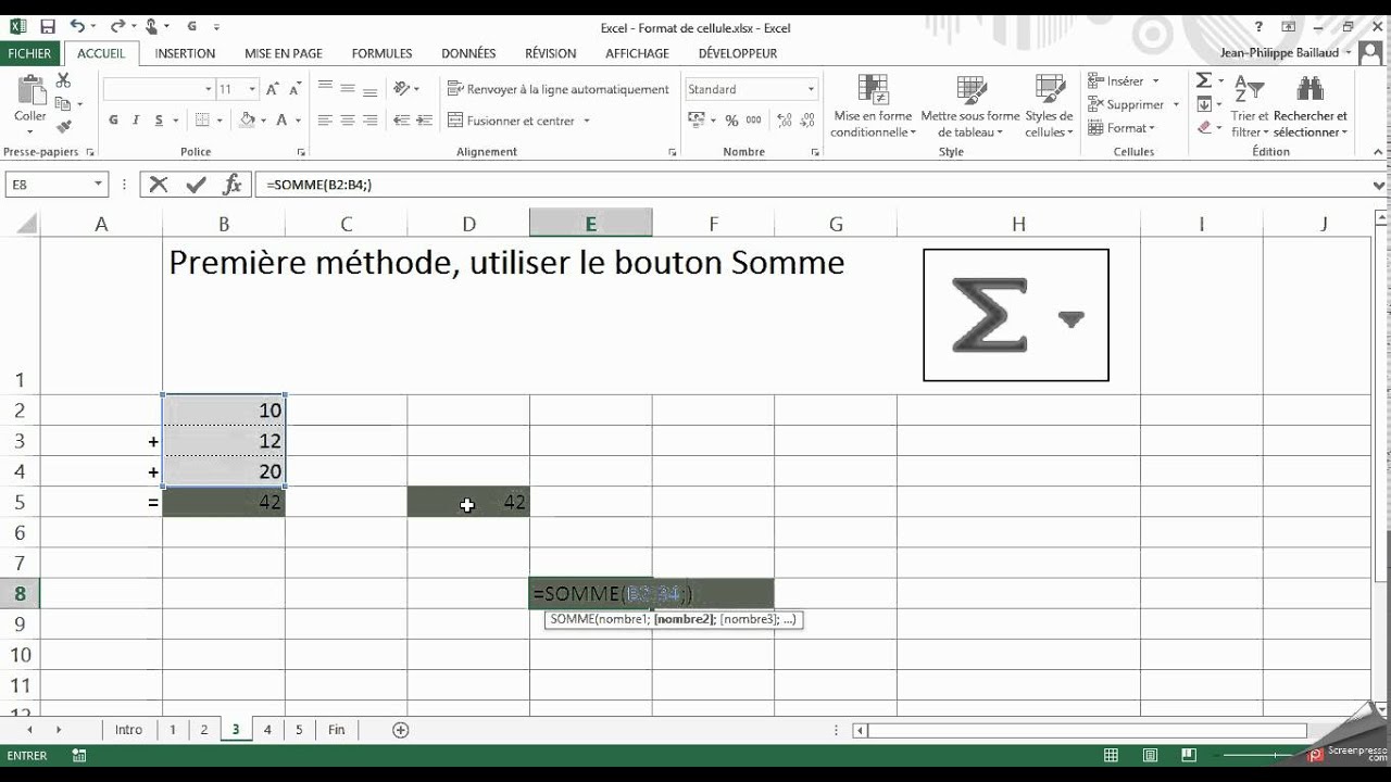 Excel   Fonction Somme