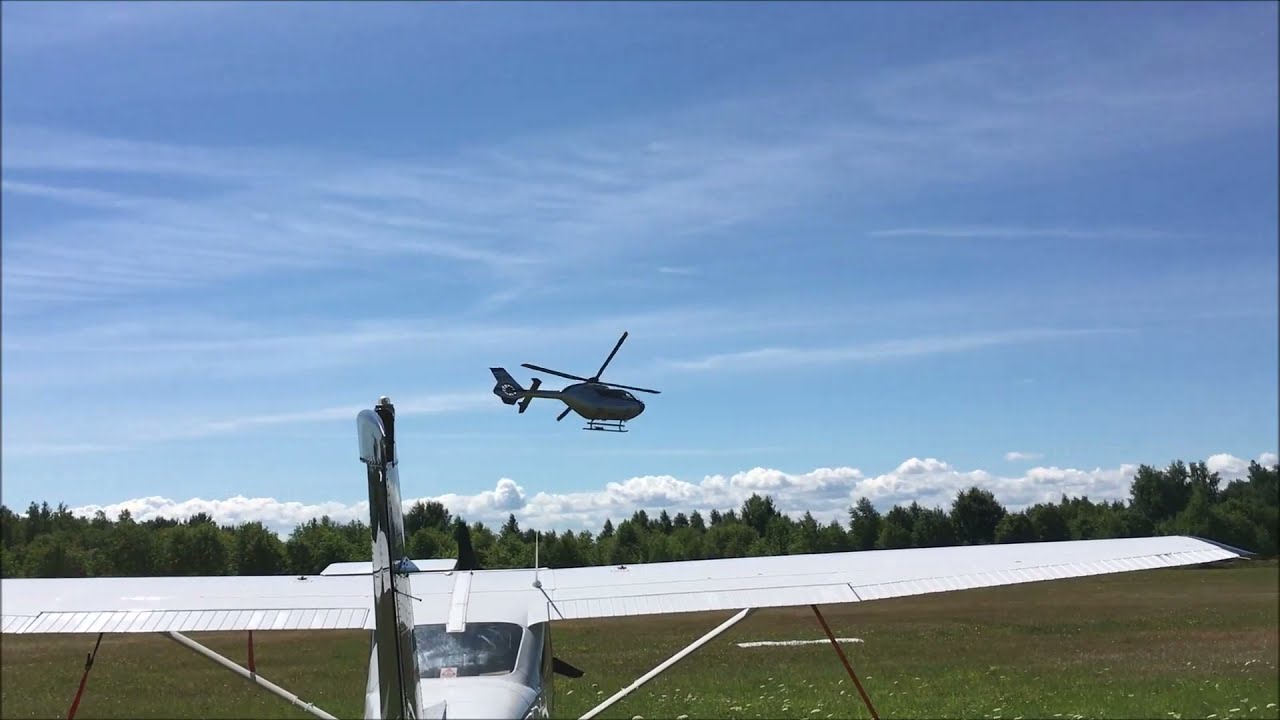 Eurocopter EC135 Helicopter Landing and Takeoff Jastarnia Airport Hel Peninsula Poland