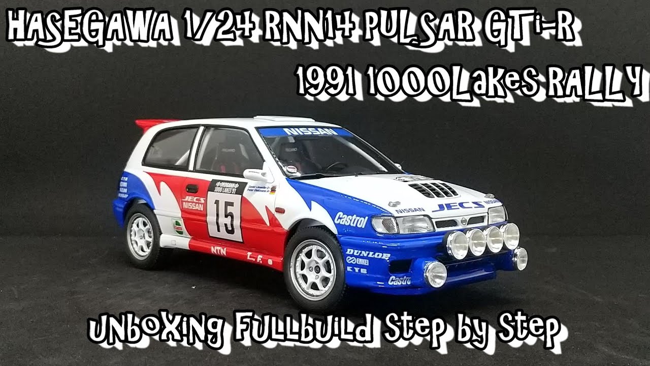 Scale Car Plastic Model HASEGAWA 1/24 PULSAR GTi-R 1991 1000LAKES RALLY unboxing fullbuild