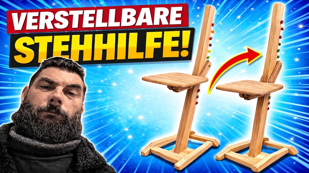 Geniale Werkstatt-Idee? Verstellbare Stehhilfe aus Holz gebaut!