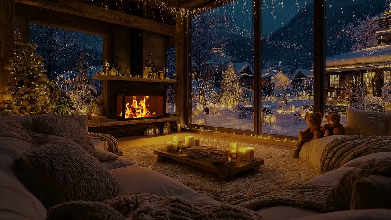 Christmas Snowfall Outside A Silent Winter Night | Dark Cozy Ambience For Deep Sleep