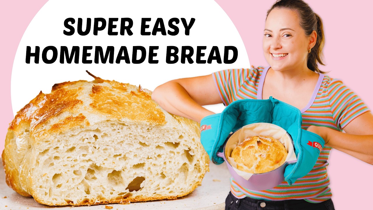 The Easiest No Knead Bread You'll Ever Make (4 Ingredients, Same Day) 🍞