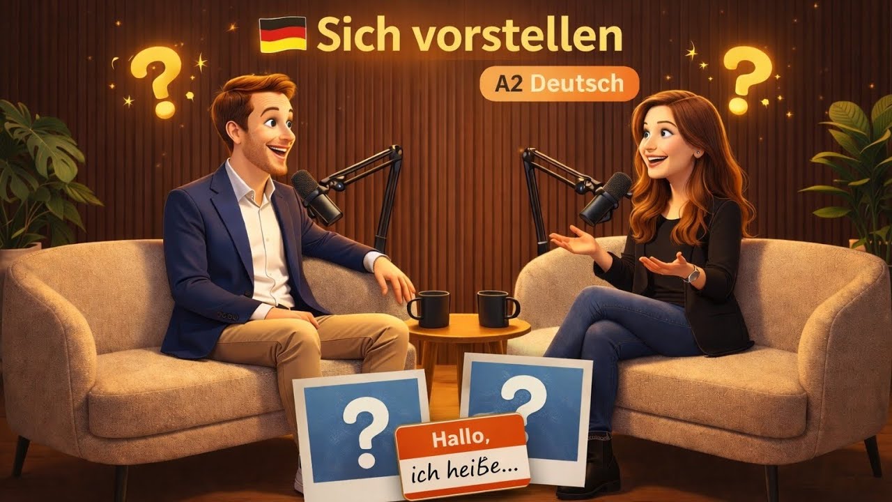 Sich vorstellen auf Deutsch 🇩🇪 | A2 Deutsch Podcast – Name, Beruf, Alltag & Hobbys