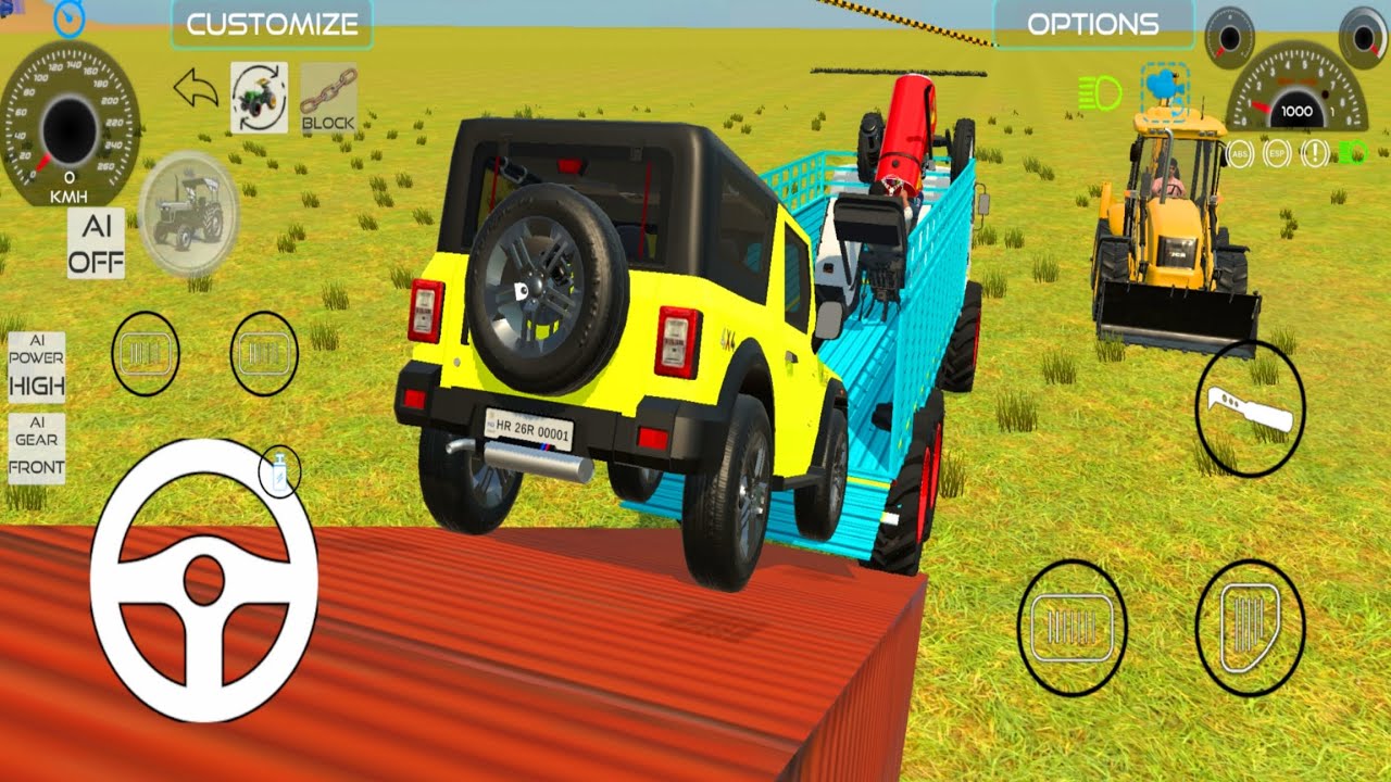 🔥💥 Realistic JCB and Thar 4x4 unloading 😱 stone 🏗️ from truck dumpher 🚒