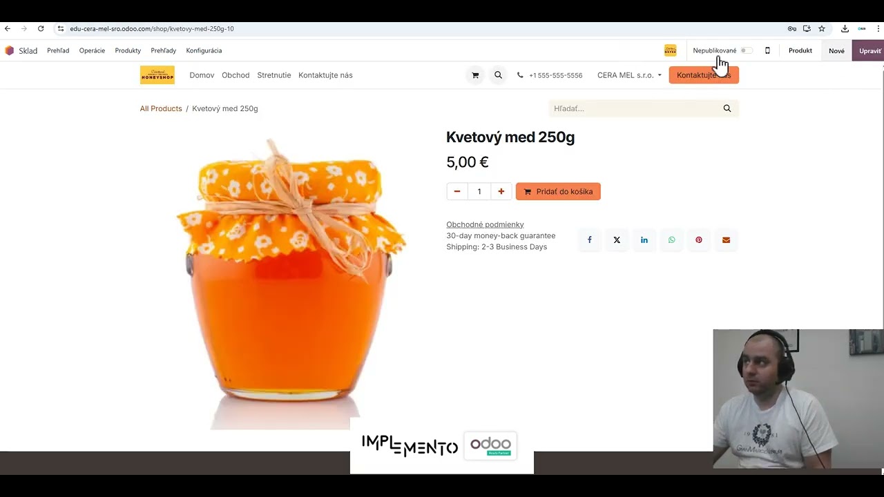 Medový obchod CERA MEL - Prezentácia Odoo