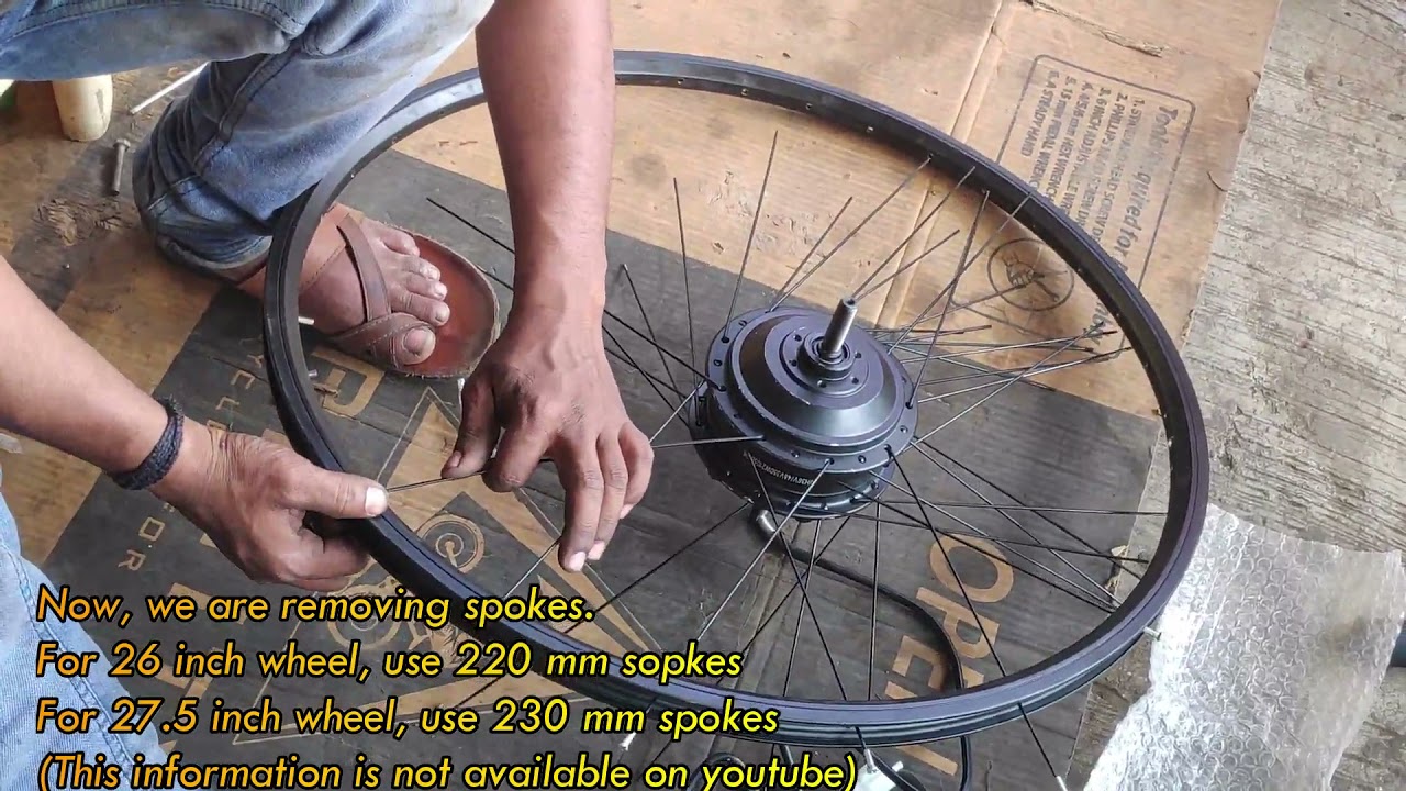 Installation of 350w hub motor, electric cycle with gear, 350w electric motor,convert electric cycle