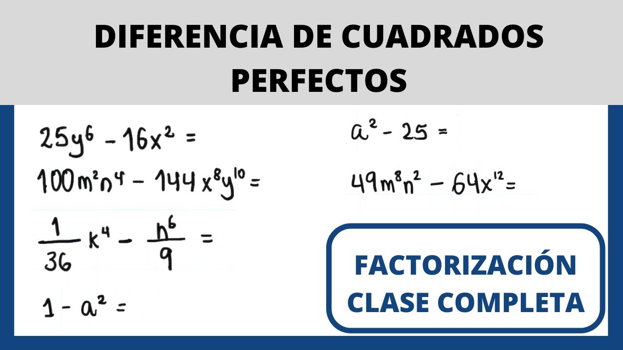 🥳 CASOS DE FACTORIZACIÓN 4 DIFERENCIA DE CUADRADOS PERFECTOS |  Factorizar un BINOMIO