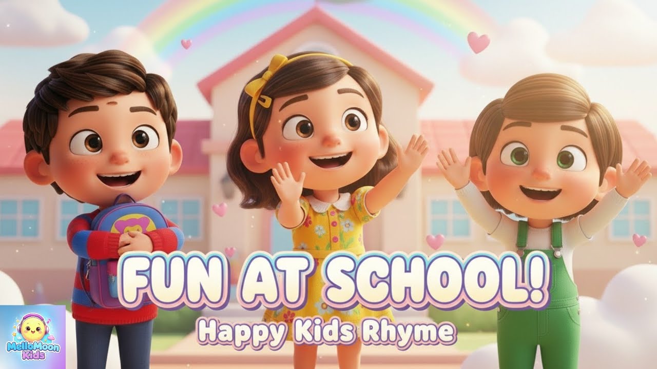 Fun at School! 🎉 Happy Kids Rhyme | Sing Along Kids Song | MelloMoon Kids