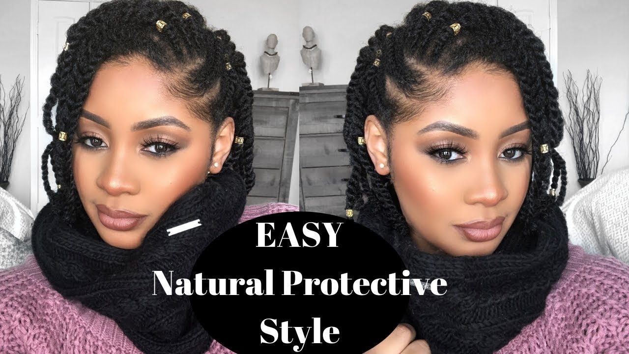 EASY Natural Hair Protective Style | Side Flat Twist | Two Strand Twist Tutorial