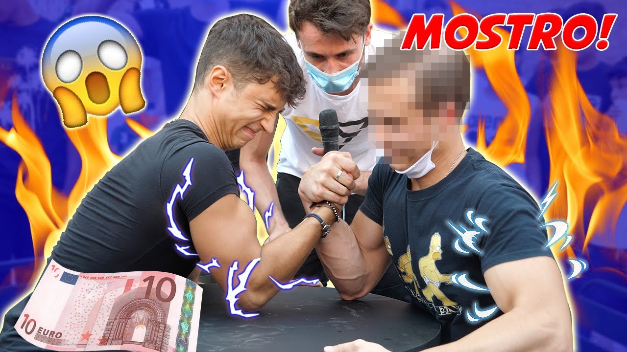 VINCI 10 EURO se riesci a batterlo a BRACCIO DI FERRO! *RAGAZZO MOSTRUOSO!!