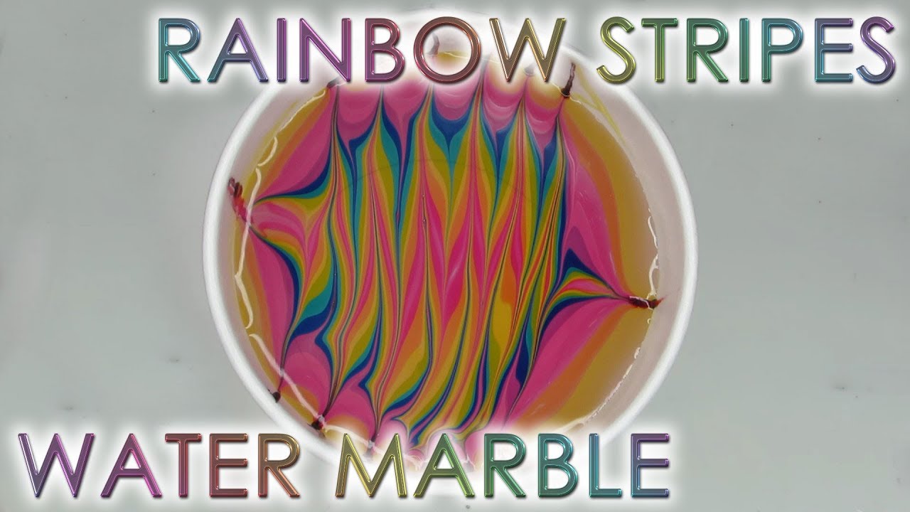 Rainbow Stripes Water Marble | DIY Nail Art Tutorial