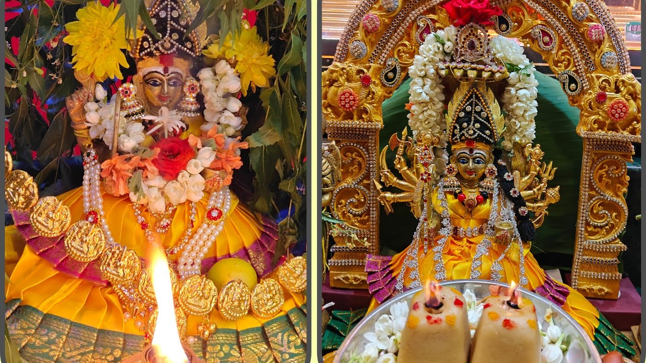 Kuladevi Dandu mari Amman Unjal  seva and decoration for small idol in home 