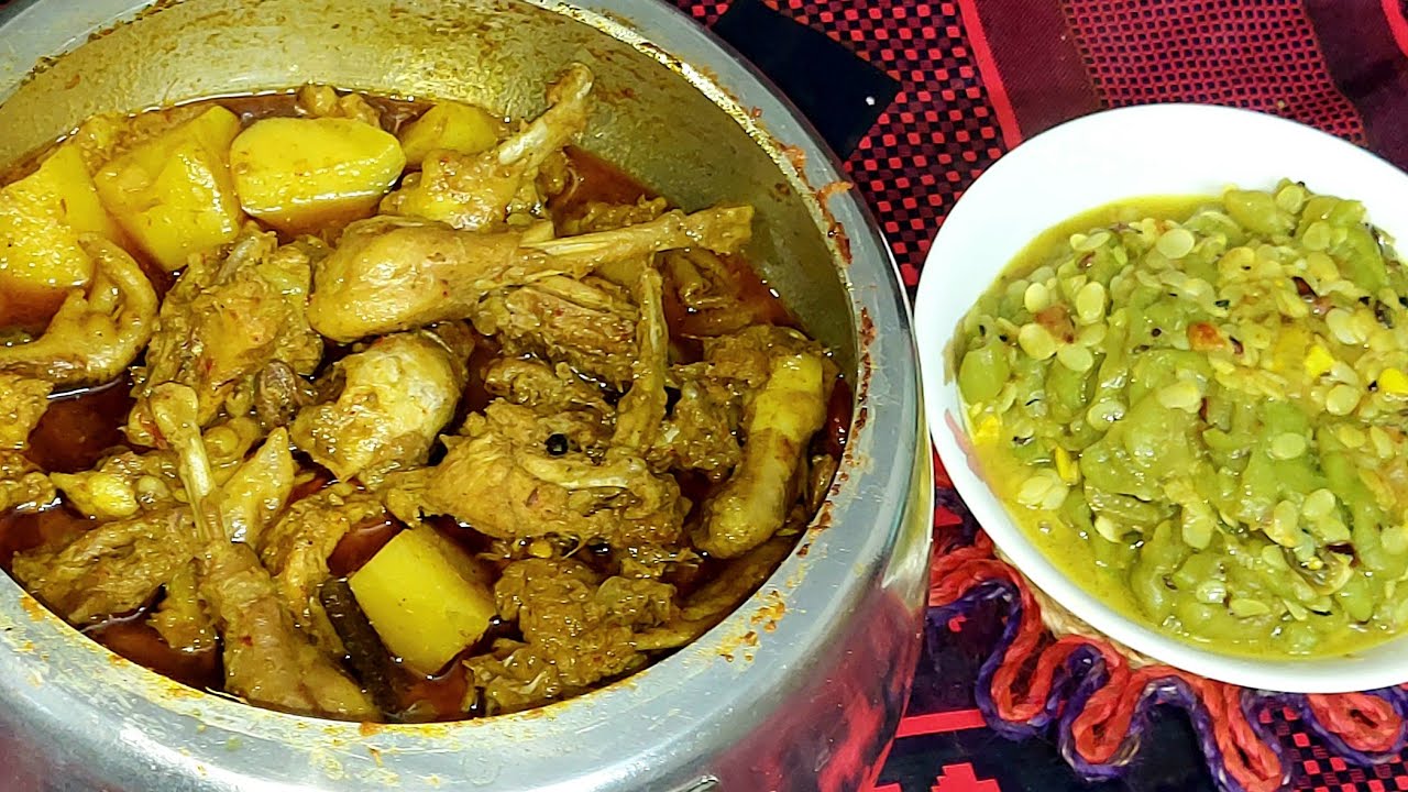 প্রেসার কুকারে দেশি মুরগির মাংস ও ধুন্দুল ভাজি রান্না করলাম।Chicken curry in pressure cooker