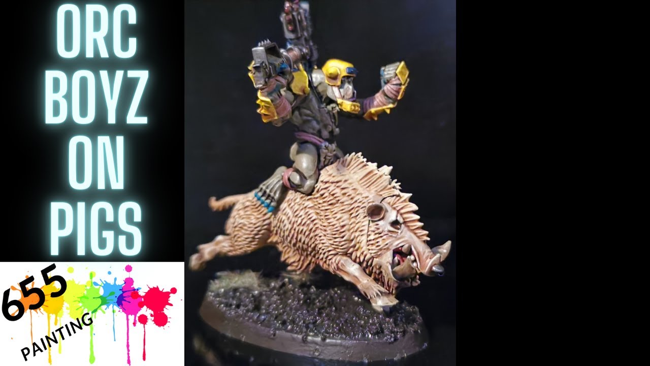 Orc boar boyz and how to paint boars. miniature conversion. kitbash
