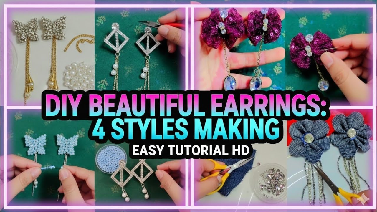 Ghar par banayein 4 Trendy Korean Earrings | Korean Jewelry DIY at home 
