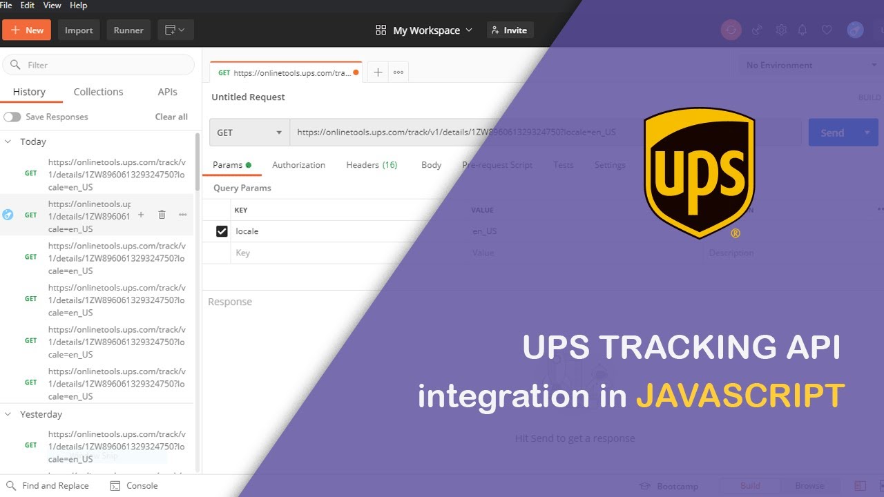UPS  package tracking API  integration in javascript