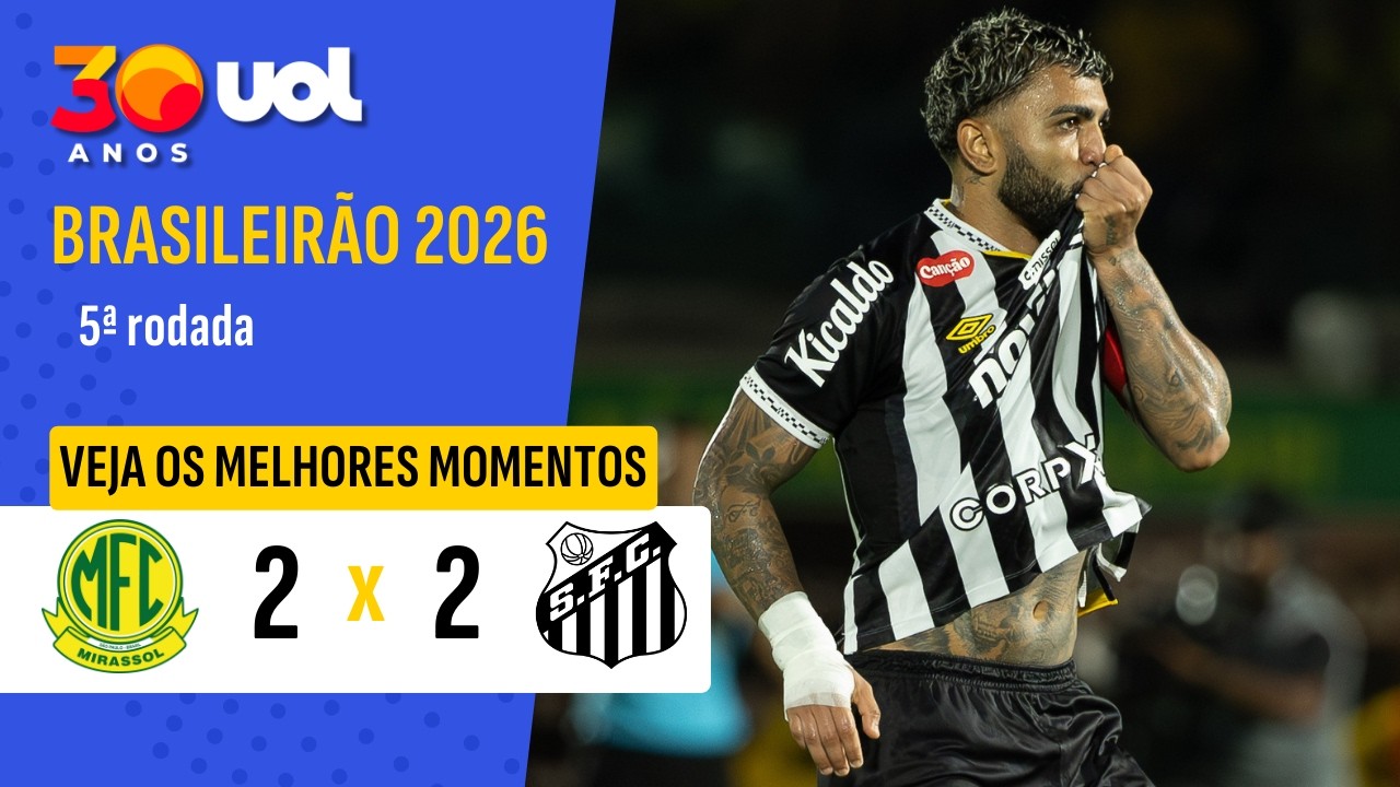 MIRASSOL 2 X 2 SANTOS: GABIGOL SALVA EMPATE PARA O PEIXE; VEJA MELHORES MOMENTOS PELO BRASILEIRÃO