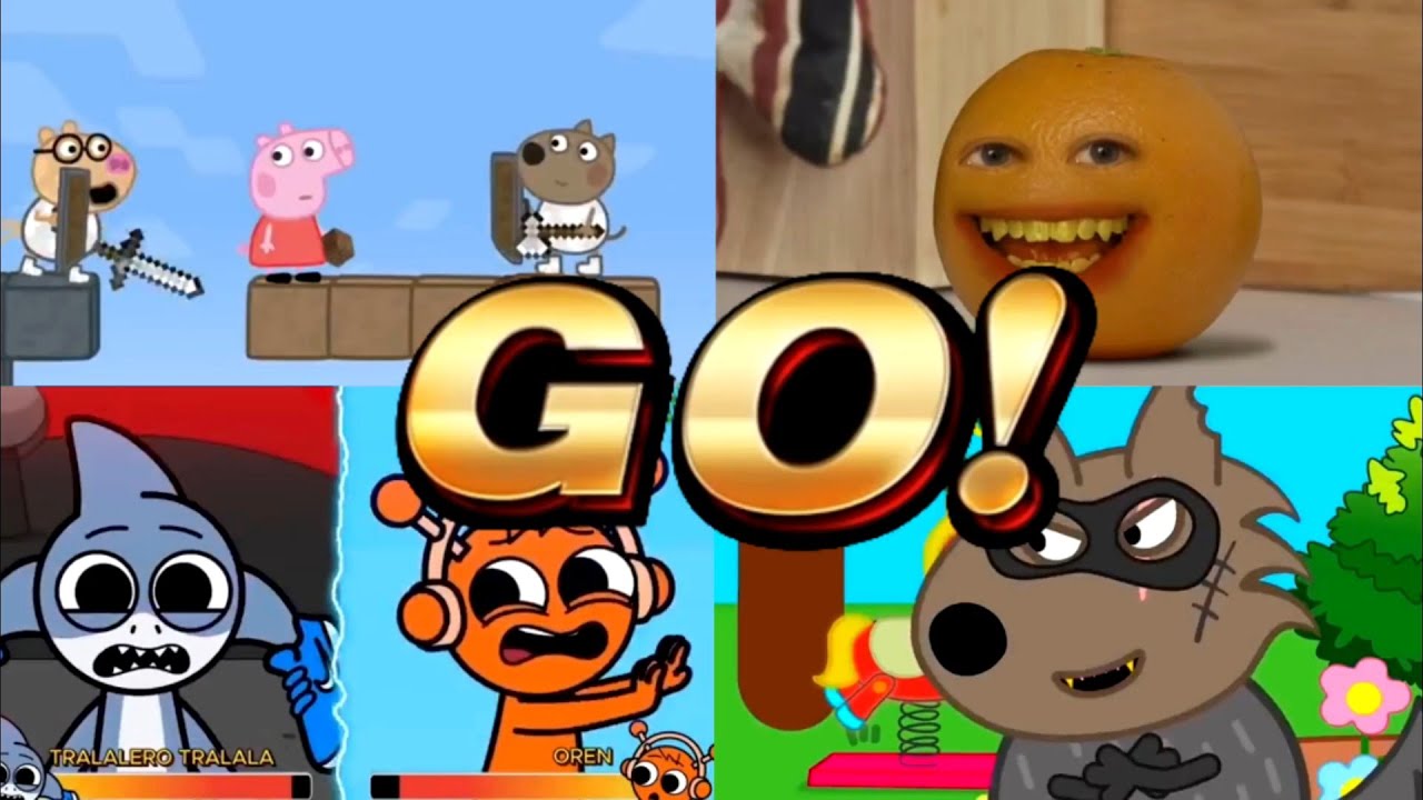 Peppa vs Annoying Orange vs Sprunki vs Big Bad Wolf