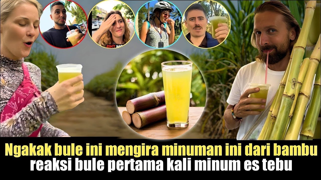 Dikira Jus Bambu, Eh Ternyata Es Tebu🤣 Reaksi Lucu Bule Nyoba Es Tebu