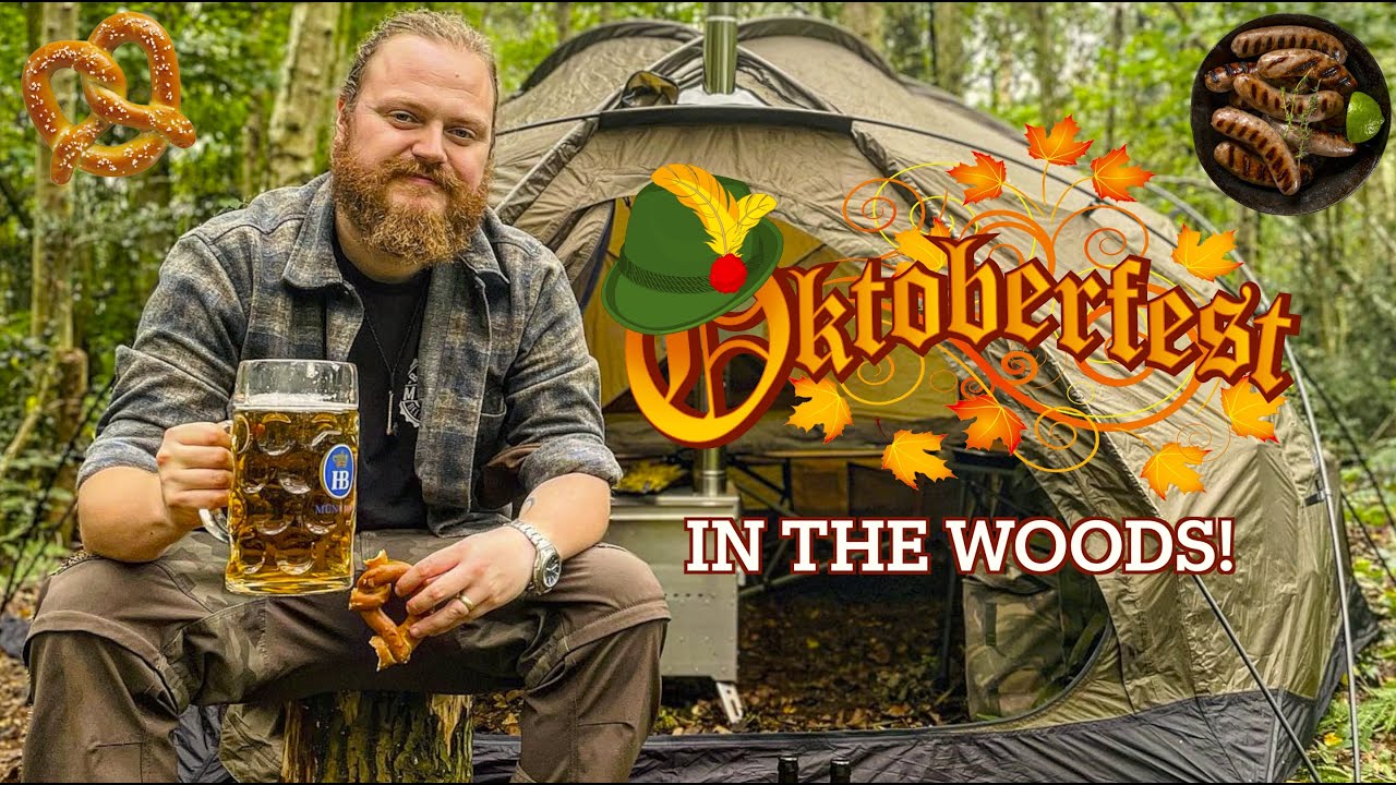 OKTOBERFEST HOT TENT CAMPING! | Cooking GERMAN Food On The POMOLY Baker Oven Stove! | POMOLY DOME X4