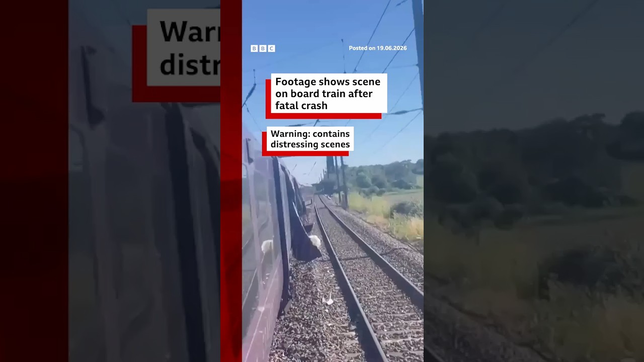 Footage shows scene on board Bedford train after fatal crash. #Bedford #Train #BBCNews