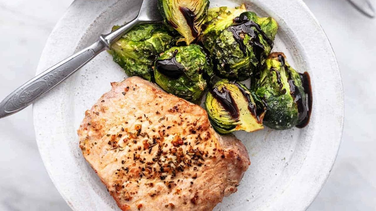 sheet pan pork chops and brussels sprouts