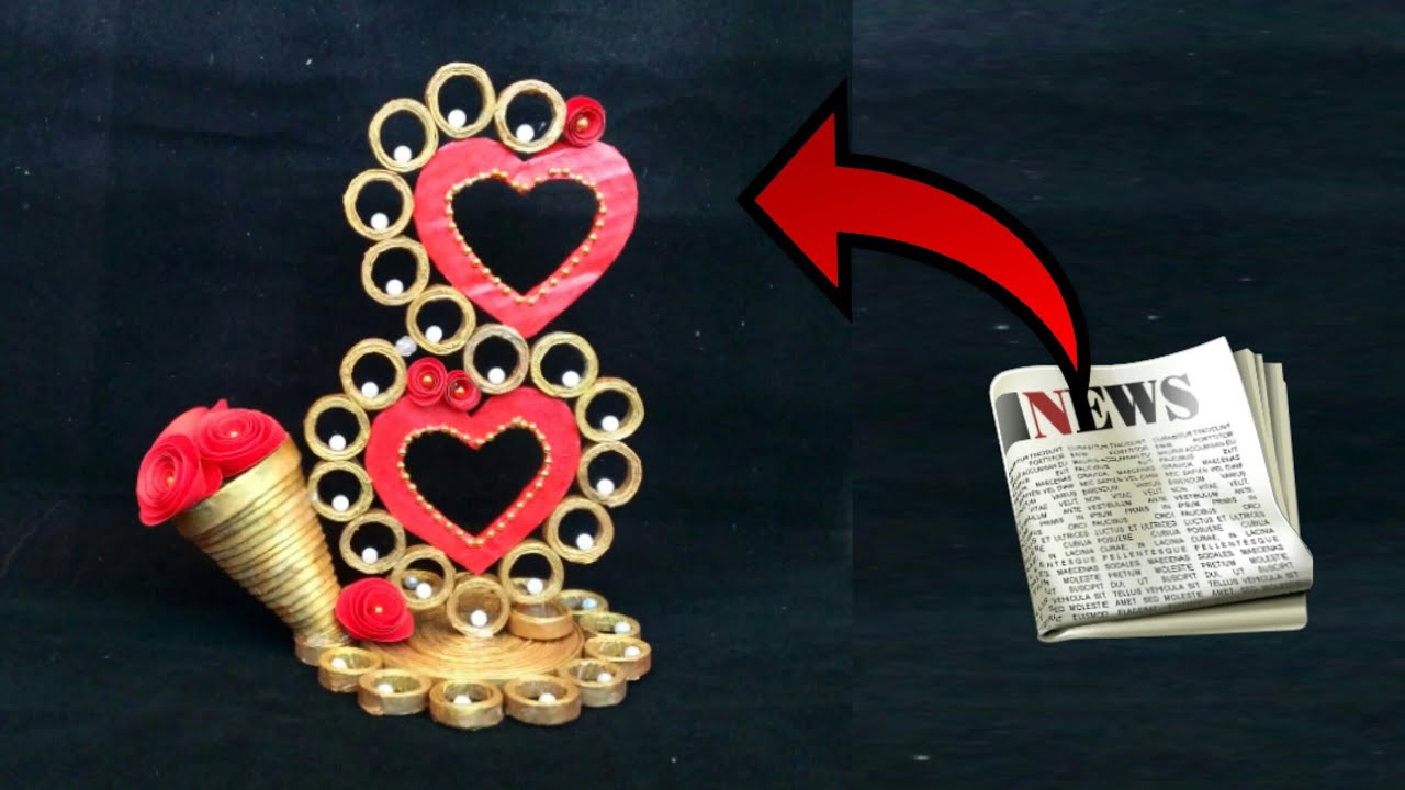 Best out of waste | newspaper craft | newspaper showpiece | heart shaped showpiece | HMA##288