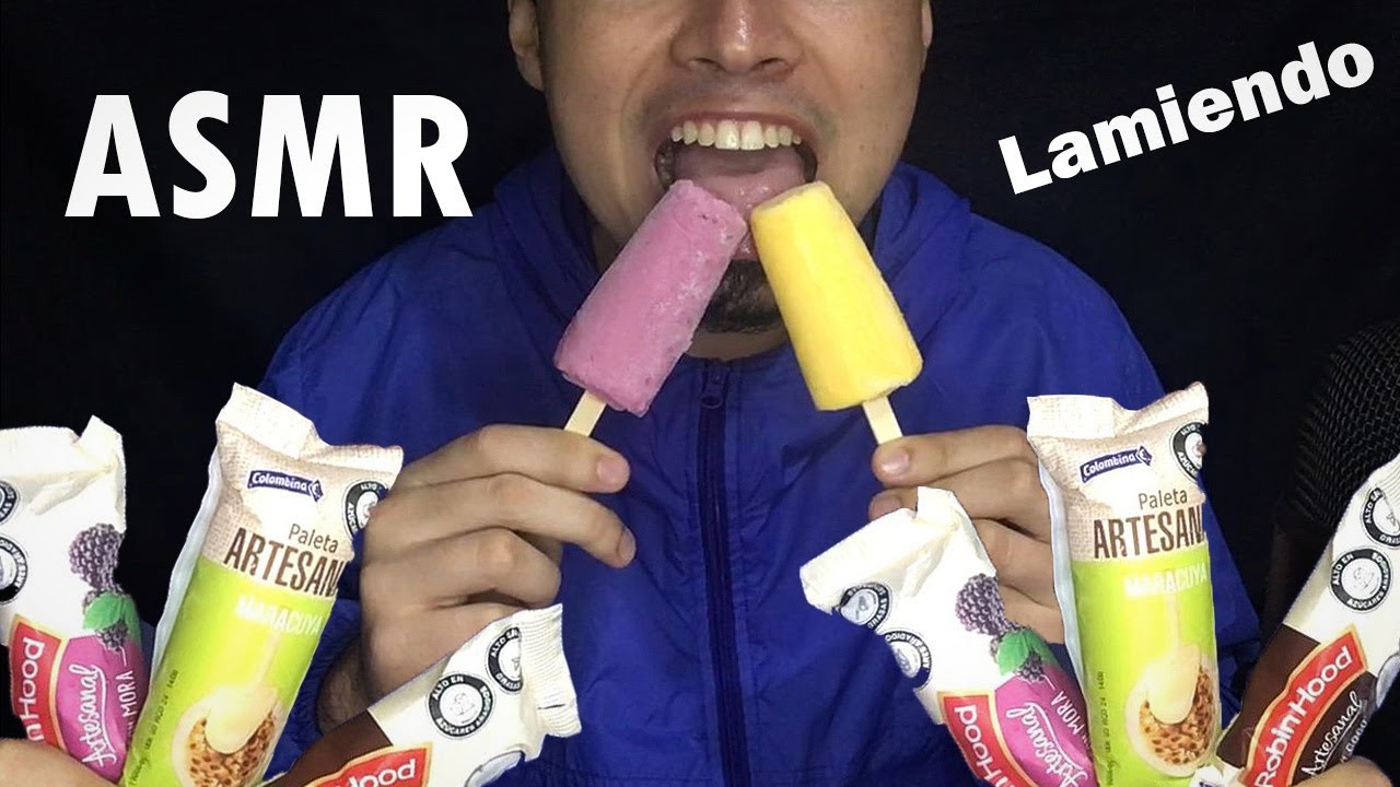ASMR LAMIENDO PALETAS ARTESANALES (Sonidos Comiendo) ASMR EN ESPAÑOL