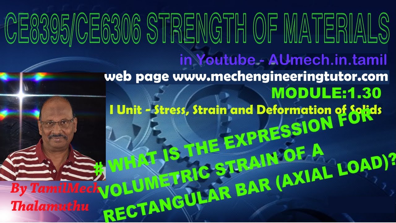 What is the Expression for Volumetric Strain in Reactangular bar - SOM1.30 SOM in Tamil