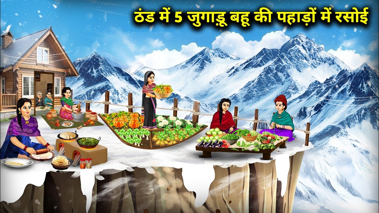 ठंड में 5 जुगाड़ू बहूओ की पहाड़ों में रसोई | 5 resourceful daughters-in-law cook in | Cartoon Video