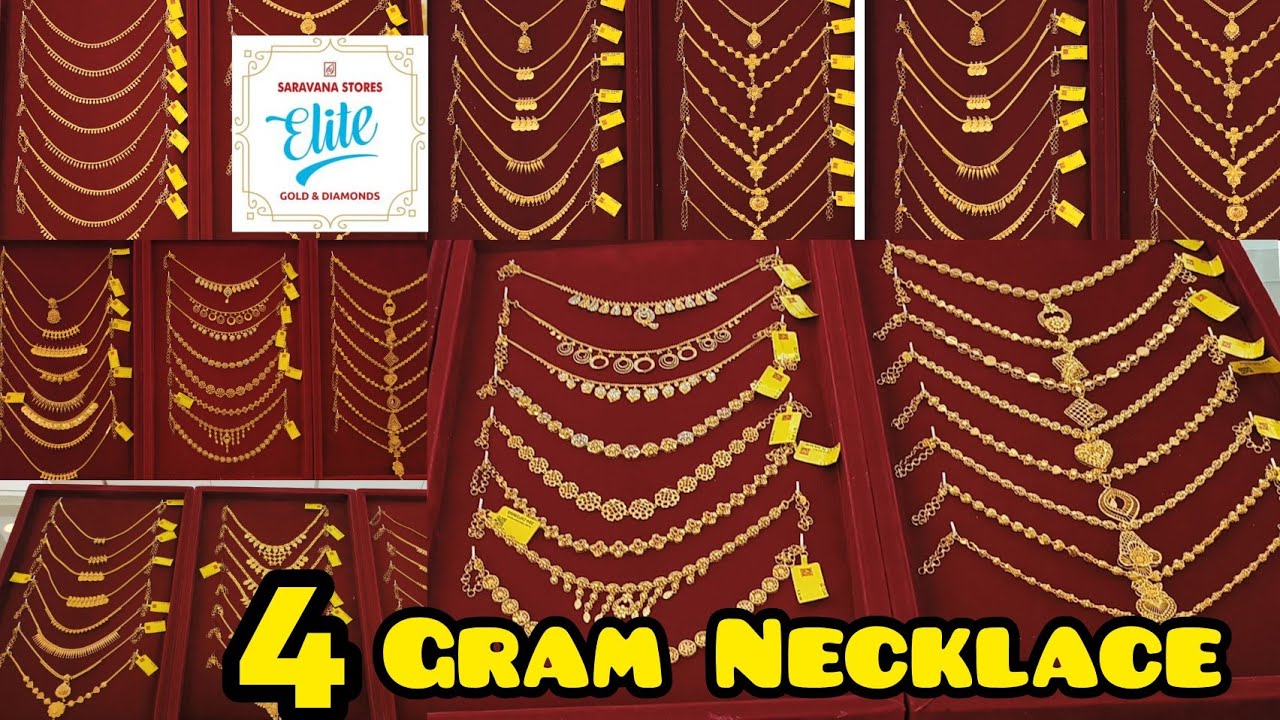 Saravana Elite Light weight Gold Necklace from 4 To 12 Grams Kerala Fancy traditional design