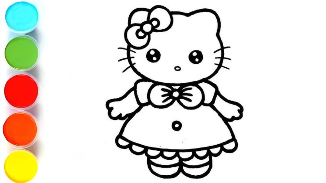 How to draw a hello kitty with heart step by step || hello kitty drawing || kids toodles
