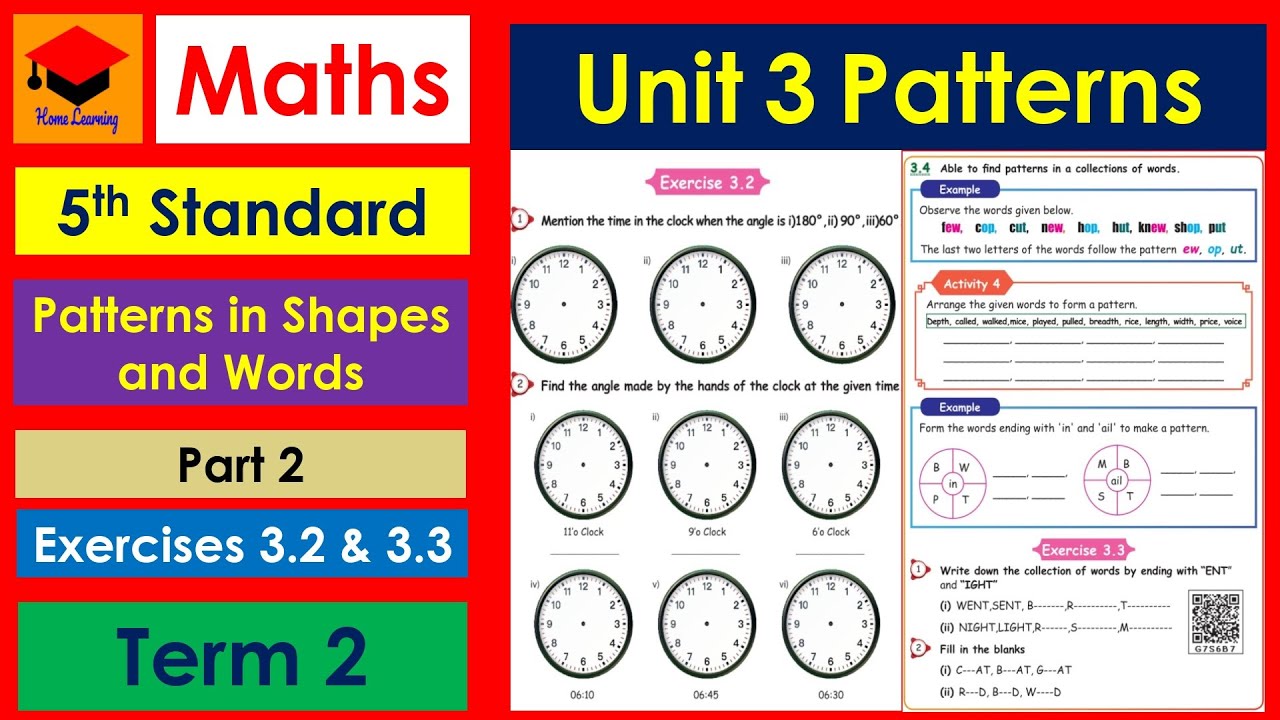 5th Std- Maths Unit 3- Patterns- Part 2- Pages 19 to 22- Exercise 3.2 & 3.3- Term 2