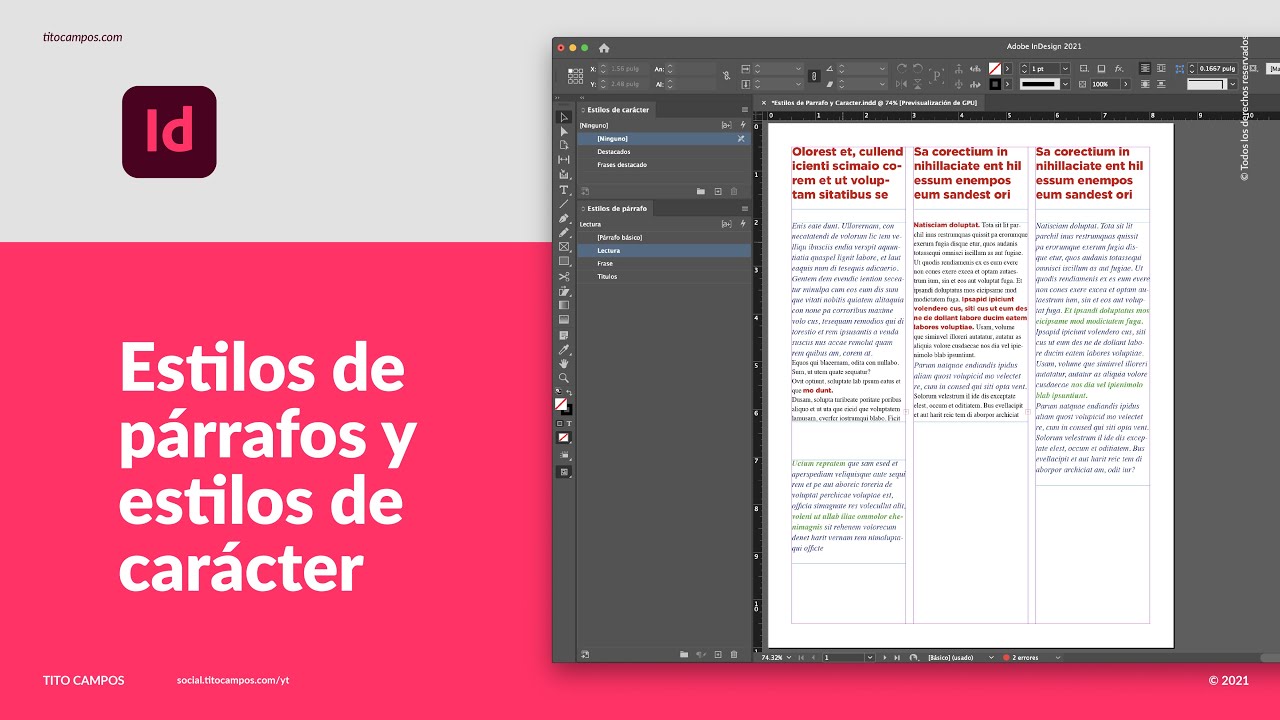 Estilos de Párrafo y Estilos de Carácter en Adobe InDesign